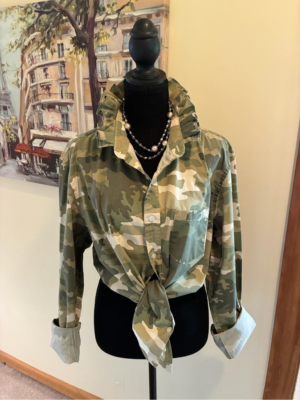 J. Crew Camouflage Button-Down Shirt in Green and Tan
